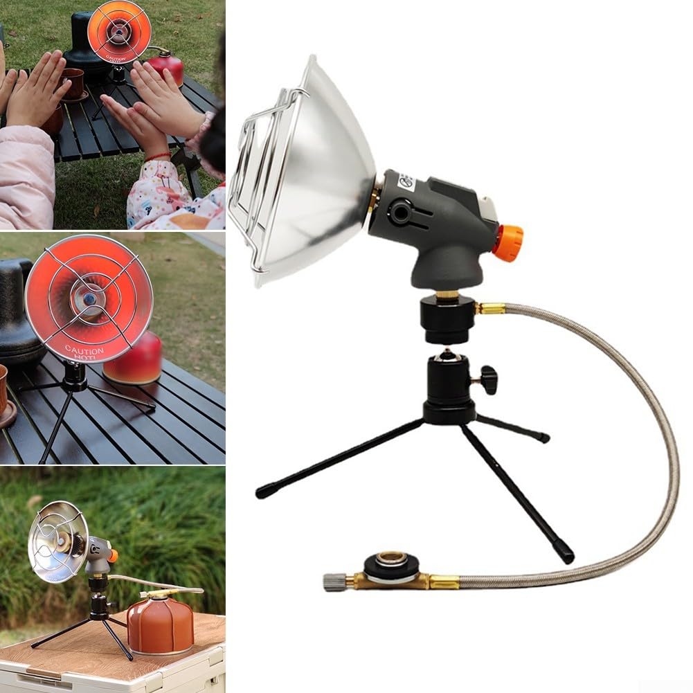 Riscaldatore a gas portatile per esterni, riscaldamento veloce, struttura in metallo leggero, regolabile, controllo del calore, borsa per il trasporto, dimensioni compatte per campeggio, pesca