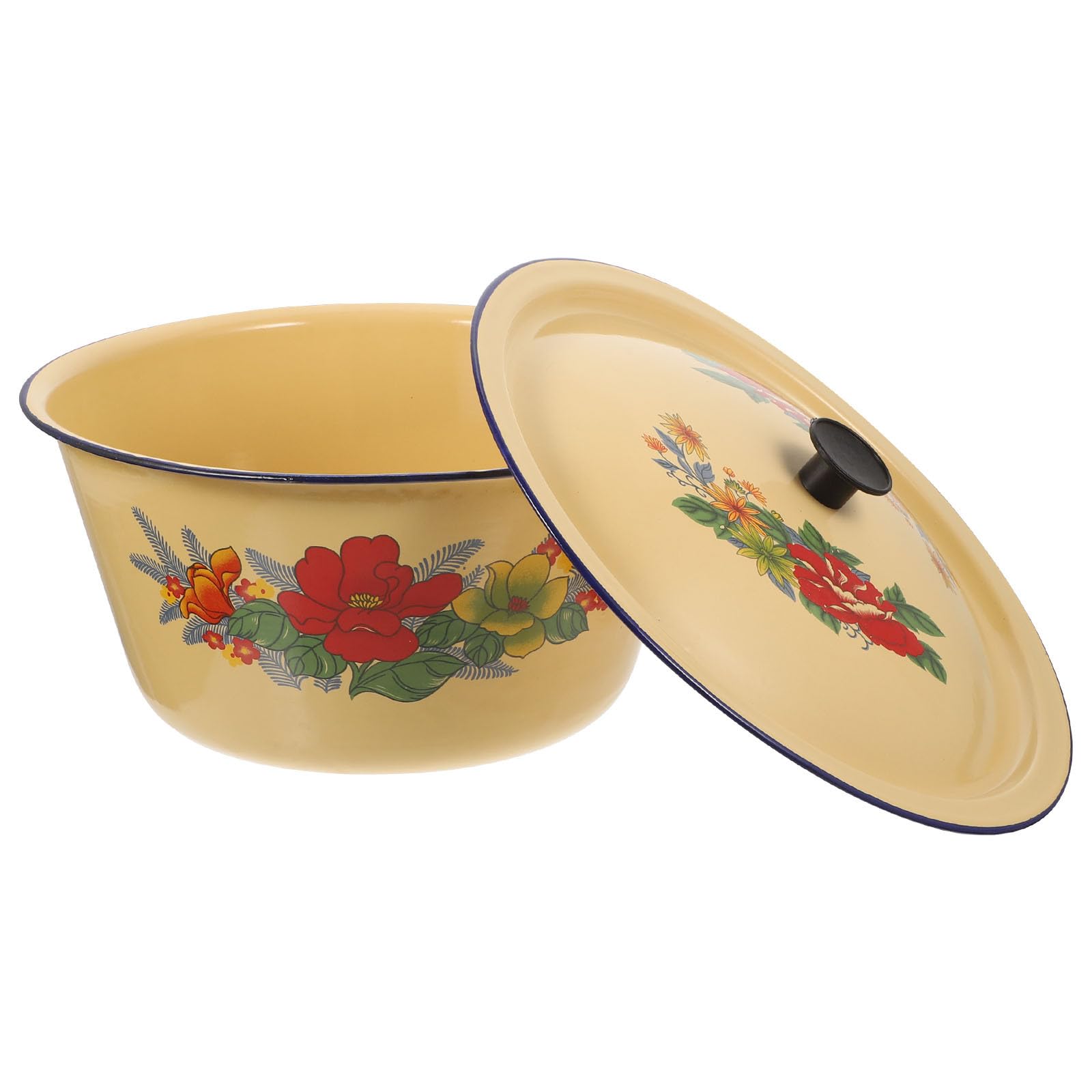 Marmite émaillée multifonctions 28 cm SHINEOFI, grand pot en émail pour toutes plaques de cuisine