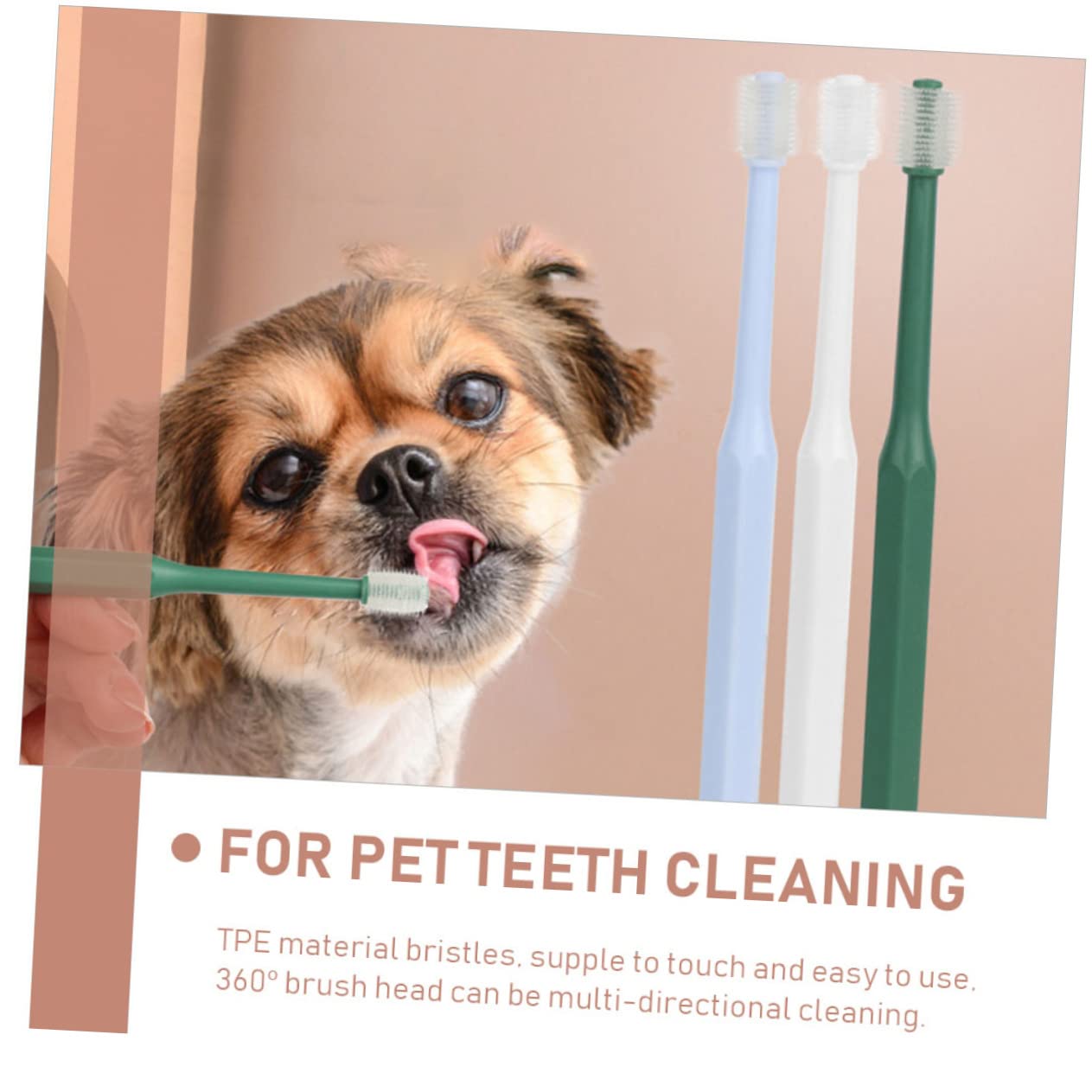 Beavorty 3 Set Di Spazzolini Da Denti Con Setole Morbide Per Gatti E Cani Kit Per La Spazzolatura Dei Denti Nuova Igiene Orale Per Animali Domestici 4 Pezzi*3