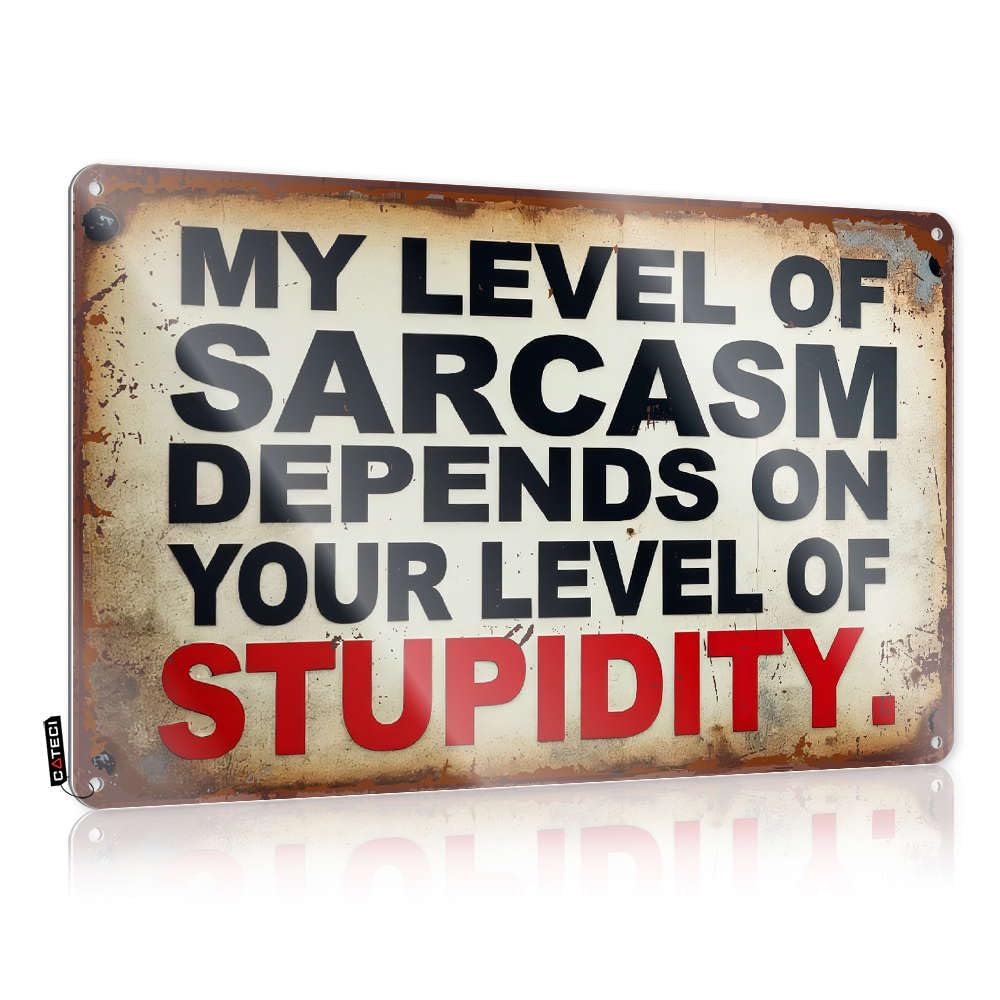 Beer Bar Metal Sign My Level Of Sarcasm Depends On Your Level Of Stupidity. Tin Sign Tin Sign Wall Decor Garage Tin Sign(30X40CM)