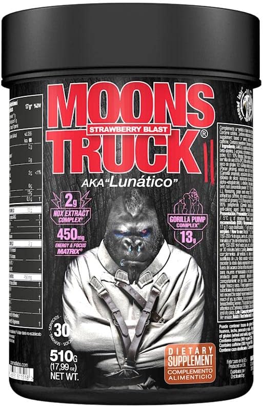 Moonstruck II, Pre-trainingspoeder, alleen voor sporters, pre workout poeder met cafeïne, plantenextracten – 510 g, aardbeiensmaak