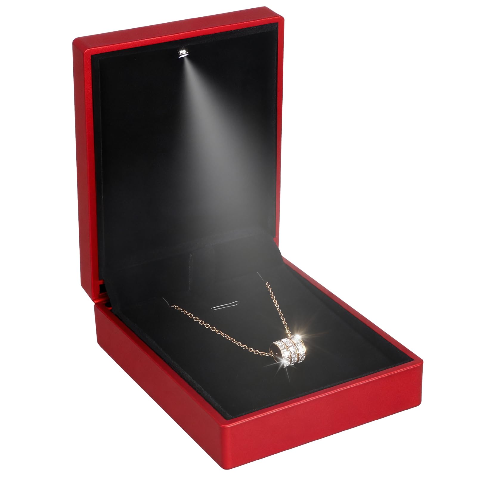 Hatori LED Pendant Necklace Box, Small Jewellry Storage Display Case, Jewelry Gift Boxes for Proposal Wedding Engagement Birthday Anniversary