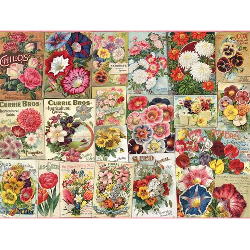 Bits and Pieces Rompecabezas de 1000 Piezas para Adultos - Semillas y Bulbos - Gran Rompecabezas de 20 x 27 pulgadas con Collage Vintage de Semillas de Flores miniatura 2
