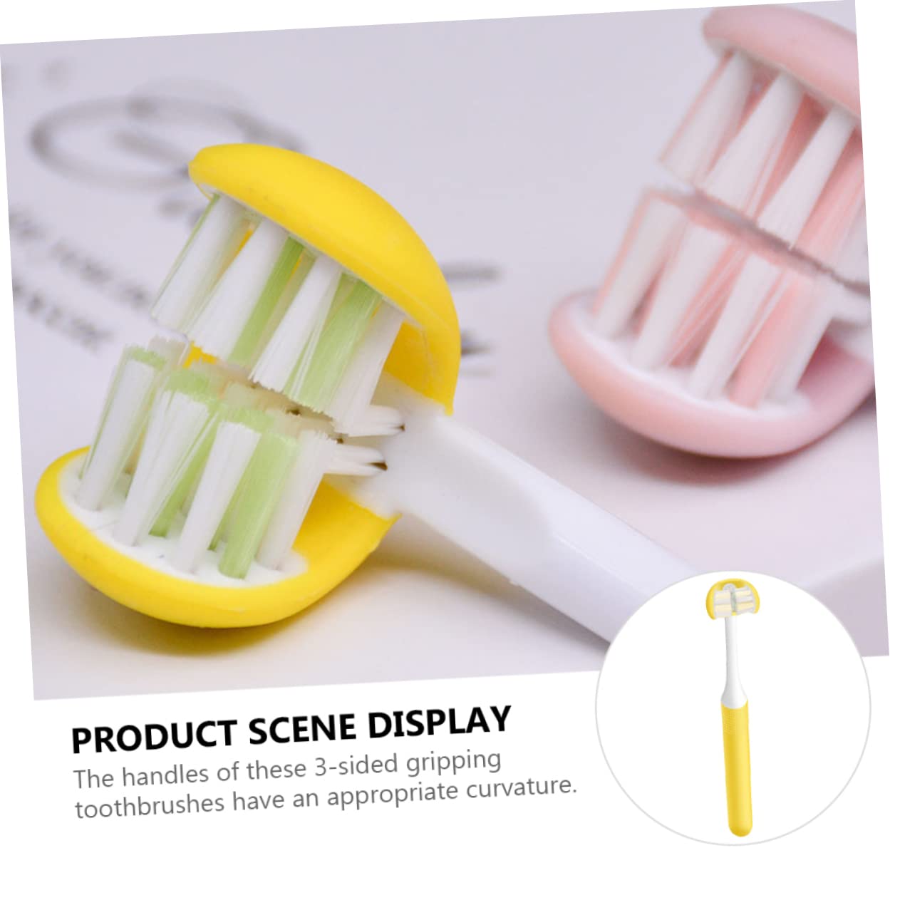 Spazzolino da Denti Manuale a 3 Lati per Pulizia Orale, Setole Morbide, Design Avvolgente, Impugnatura Ergonomica, Spazzolino per Adulti per Igiene Quotidiana