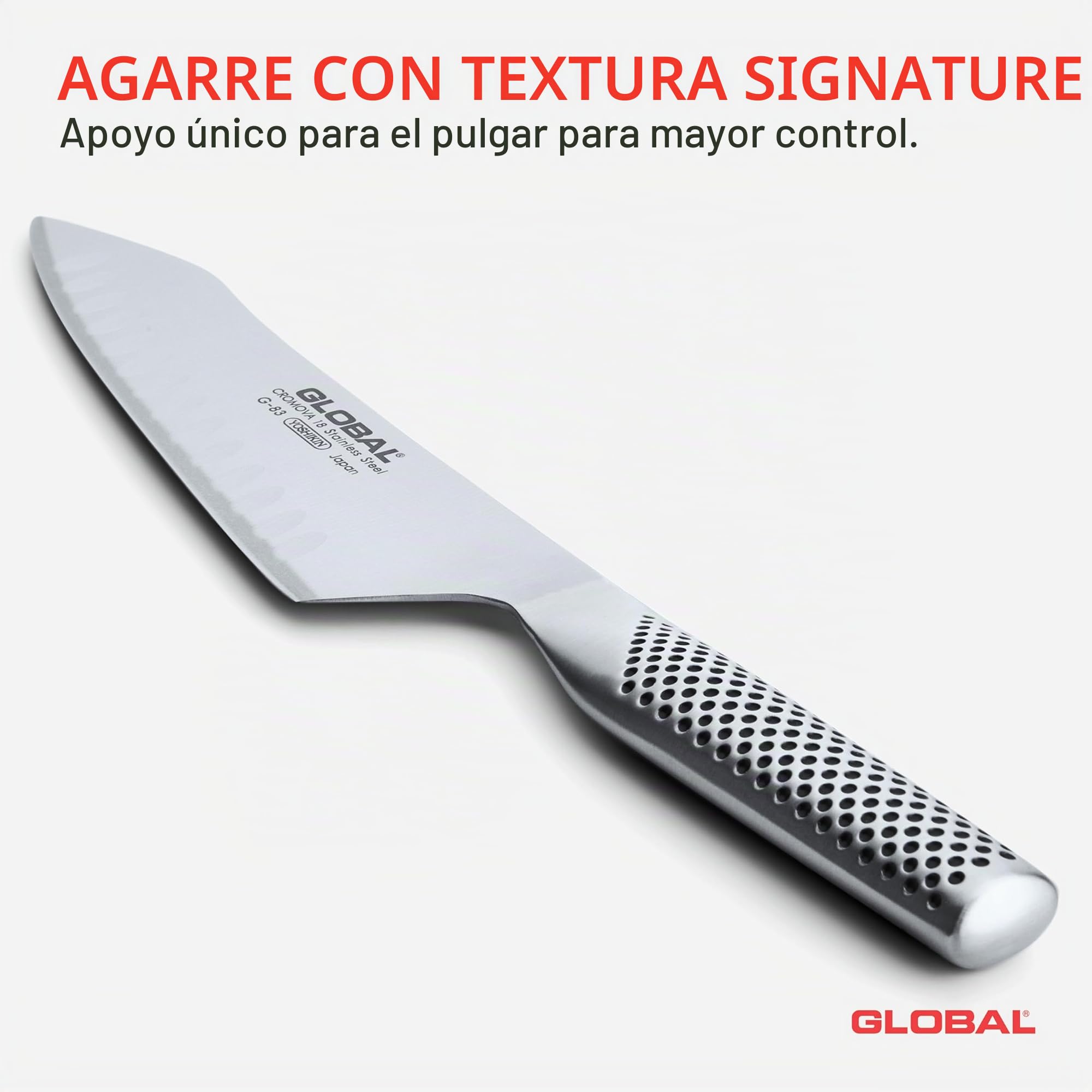 Global Cuchillo de Cocinero Oriental alveolado, 18cm, G- 83