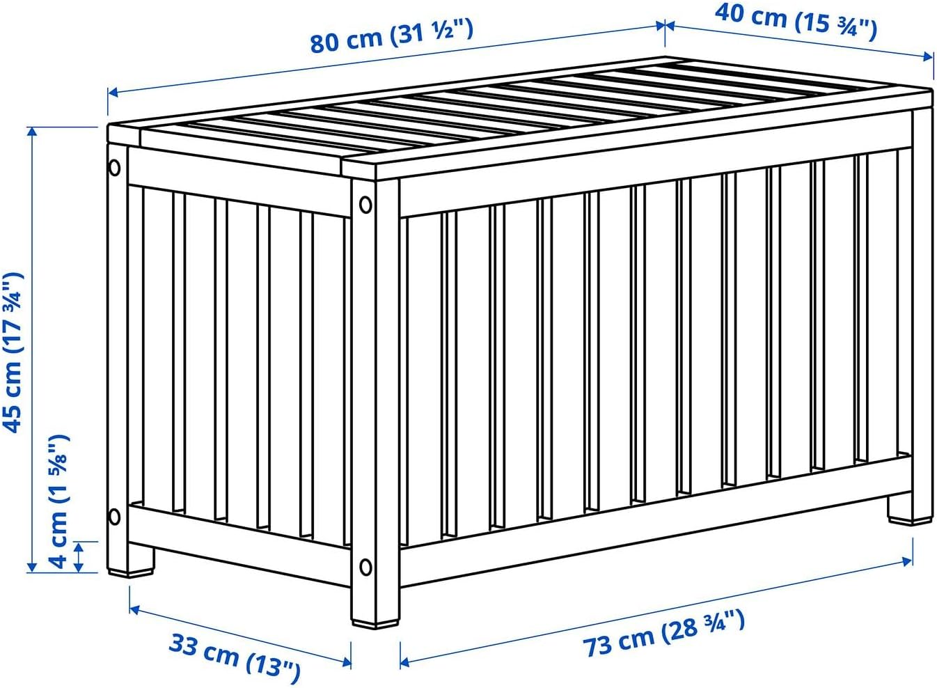 Storage Box with Seat, Solid Acacia Wood Indoor/Outdoor Bench Chest with Loose Lid, Light Brown Stain Finish, Balcony or Patio Organizer, 31.5 x 15.75 x 17.75 Inches, 243 lb Capacity