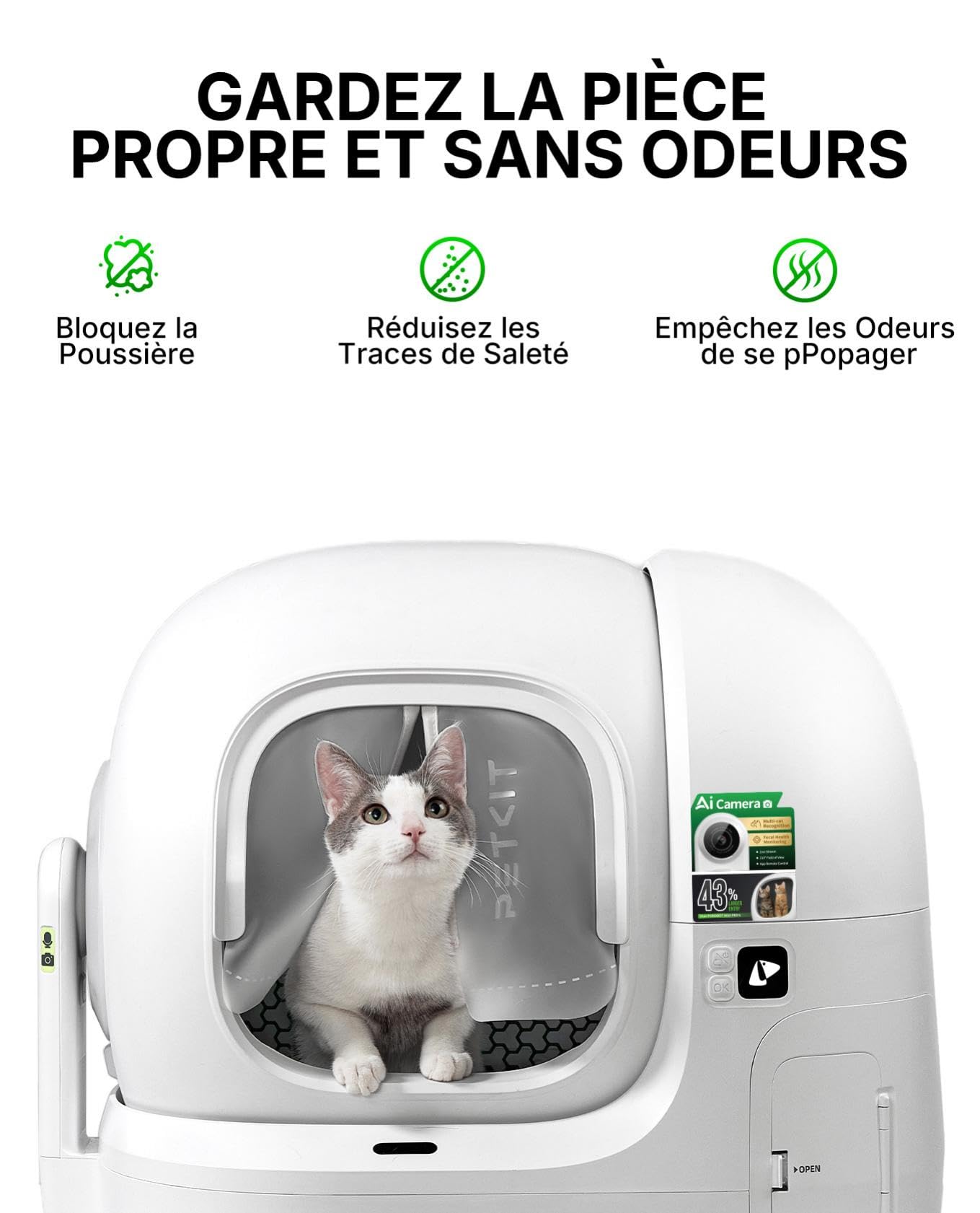 PETKIT Rideau Magnétique Anti-poussière 3.0 pour PUROBOT Max Pro 2 Litiere Autonettoyante, Réduire Les Éclaboussures de Litière (Not Compatible with Pura Max 2/PUROBOT Max Pro/Purobot Ultra)