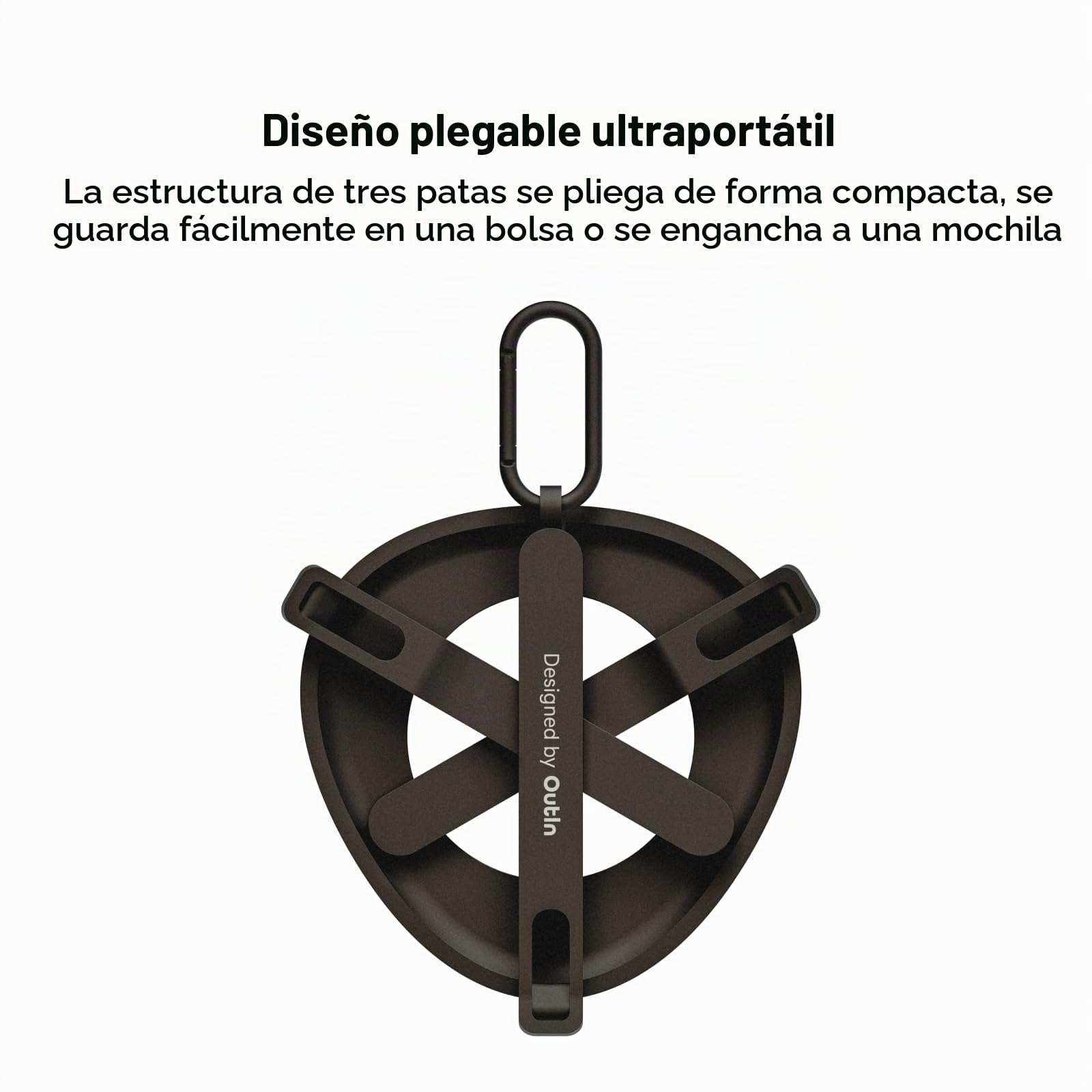OutIn soporte de Café Plegable y Ultraportátil con Mosquetón, Soporte Estable para Máquina de Espresso, Diseño Monobloque de Aluminio, Compatible Mino y Nano