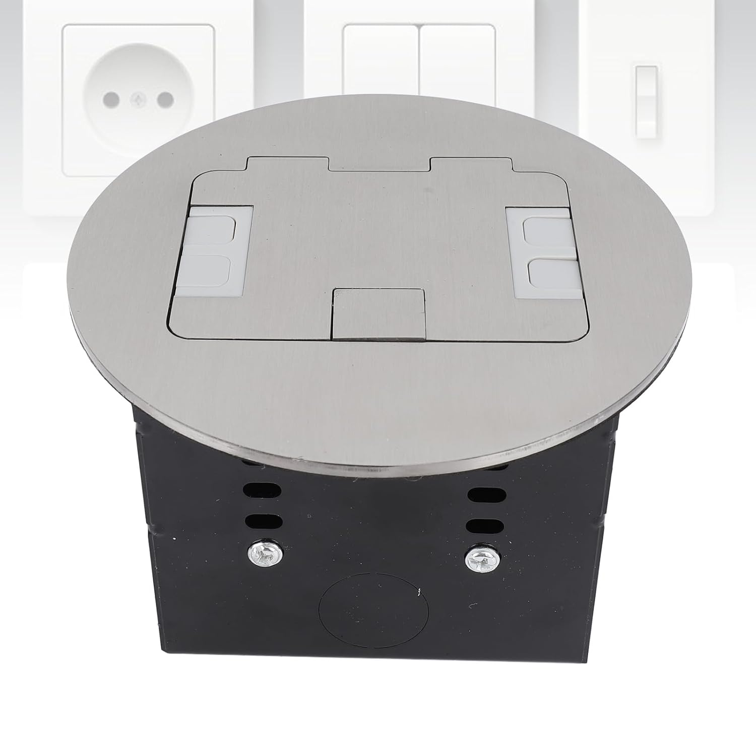 2500W 20A 2 Sockets and 2 USB Ports Recessed Floor Outlet PC Floor Electrical Socket for Offices Hotels Schools Shopping Malls