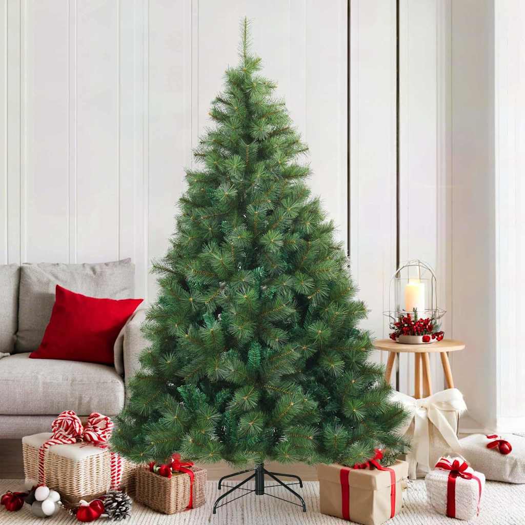Árbol de Navidad Artificial Verde 180 cm | Ramas Articuladas de PVC, Base de Hierro Plegable, Moderno Minimalista, Interior y Exterior