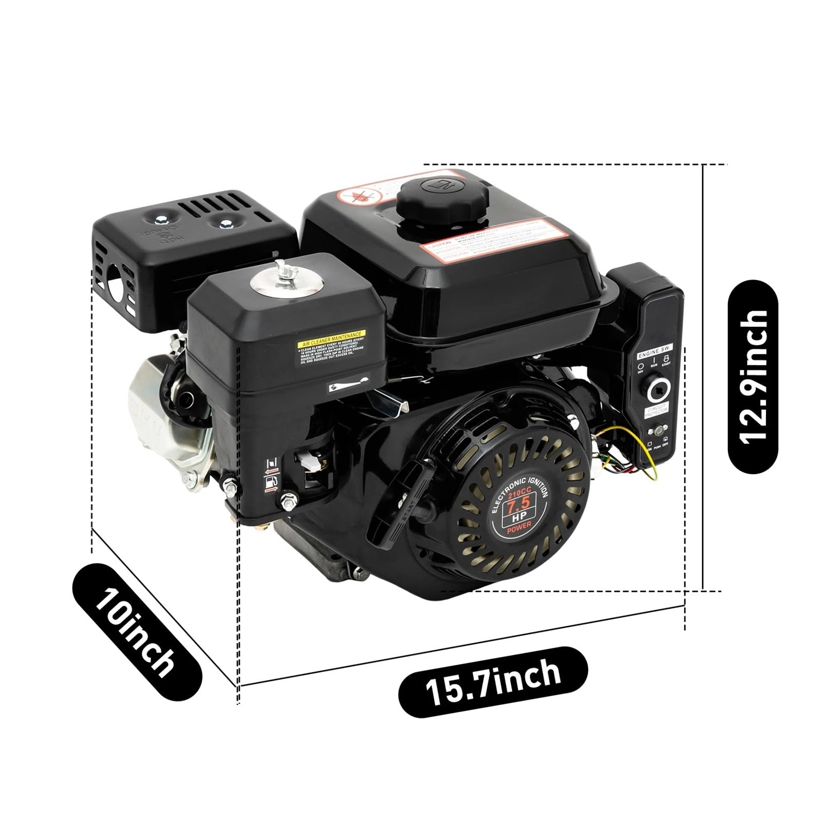 Moteur horizontal à essence de kart à 4 temps à démarra électrique de 7,5 CV et 212 cm³