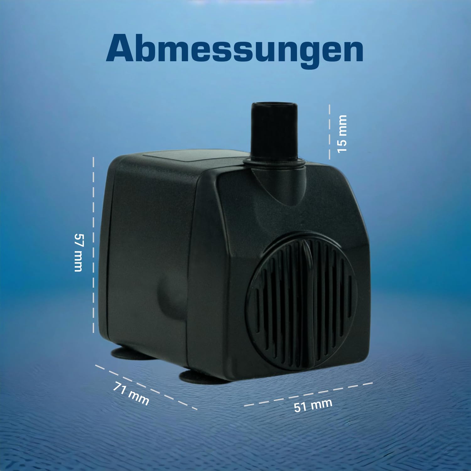 Wasserspiel-Pumpe 12 V – 750 L/H, nur 11 Watt, 7m Kabel, extrem leise, 140 cm Förderhöhe, Teichpumpe, Wasserpumpe, Aquariumpumpe und Zimmerbrunnen-Pumpe | Tauchpumpe | Springbrunnepumpe | KEP750L