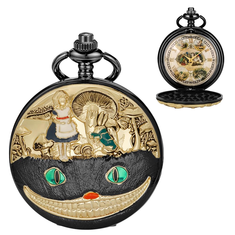 Women's Pocket Watch Quartz Arabic/Roman Numerals Dial Pocket Watches with Necklace Pendant for Womens Girls