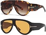 Trendy Retro Oversized Aviator Sunglasses for Women Men 70s Unique Luxury Thick Classic Sun Glasses