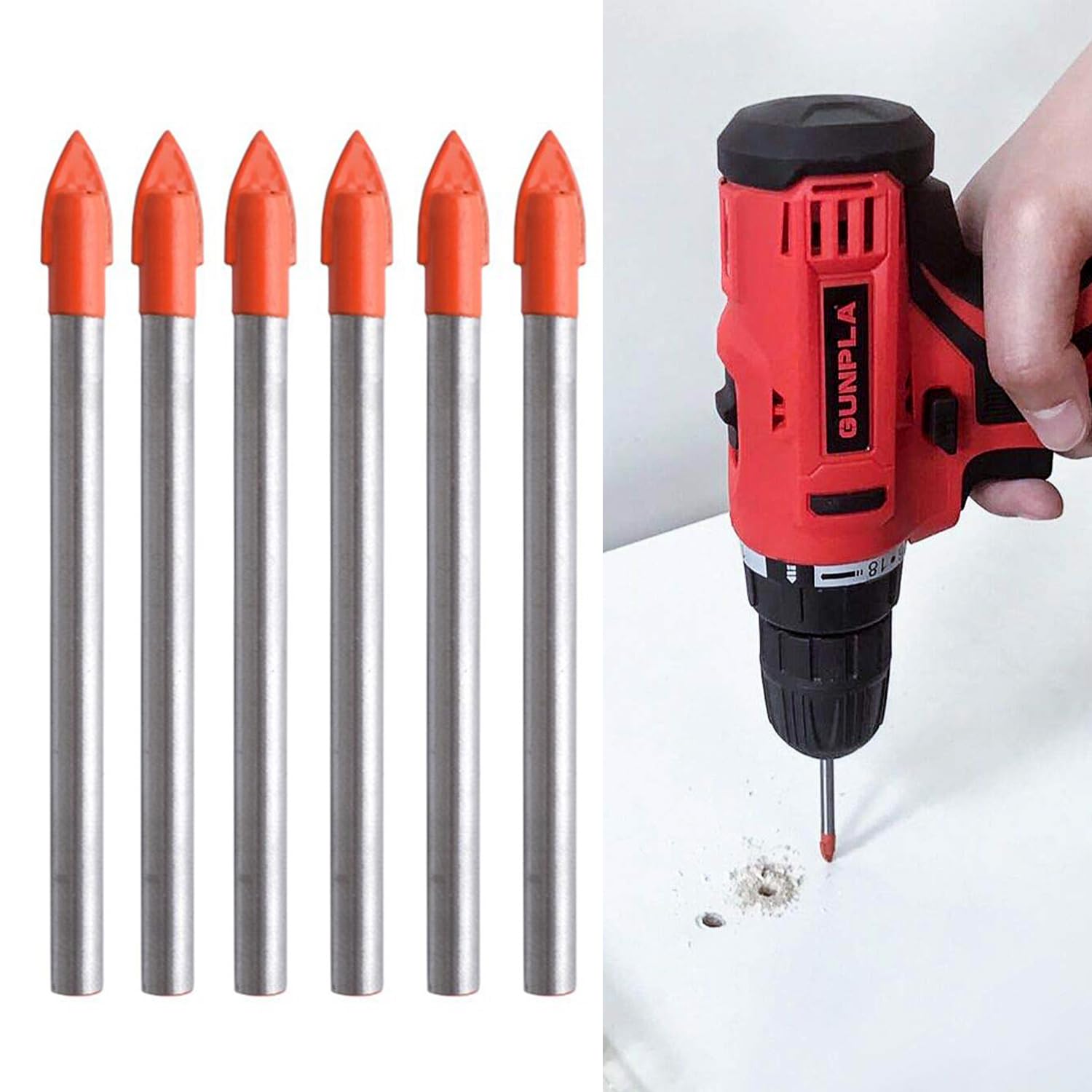 Juego de brocas para vidrio y azulejos de 6 mm, 10 brocas de carburo de tungsteno para espejos, porcelana, azulejos de cerámica, aluminio, plástico y madera, broca de vidrio de resistencia industrial