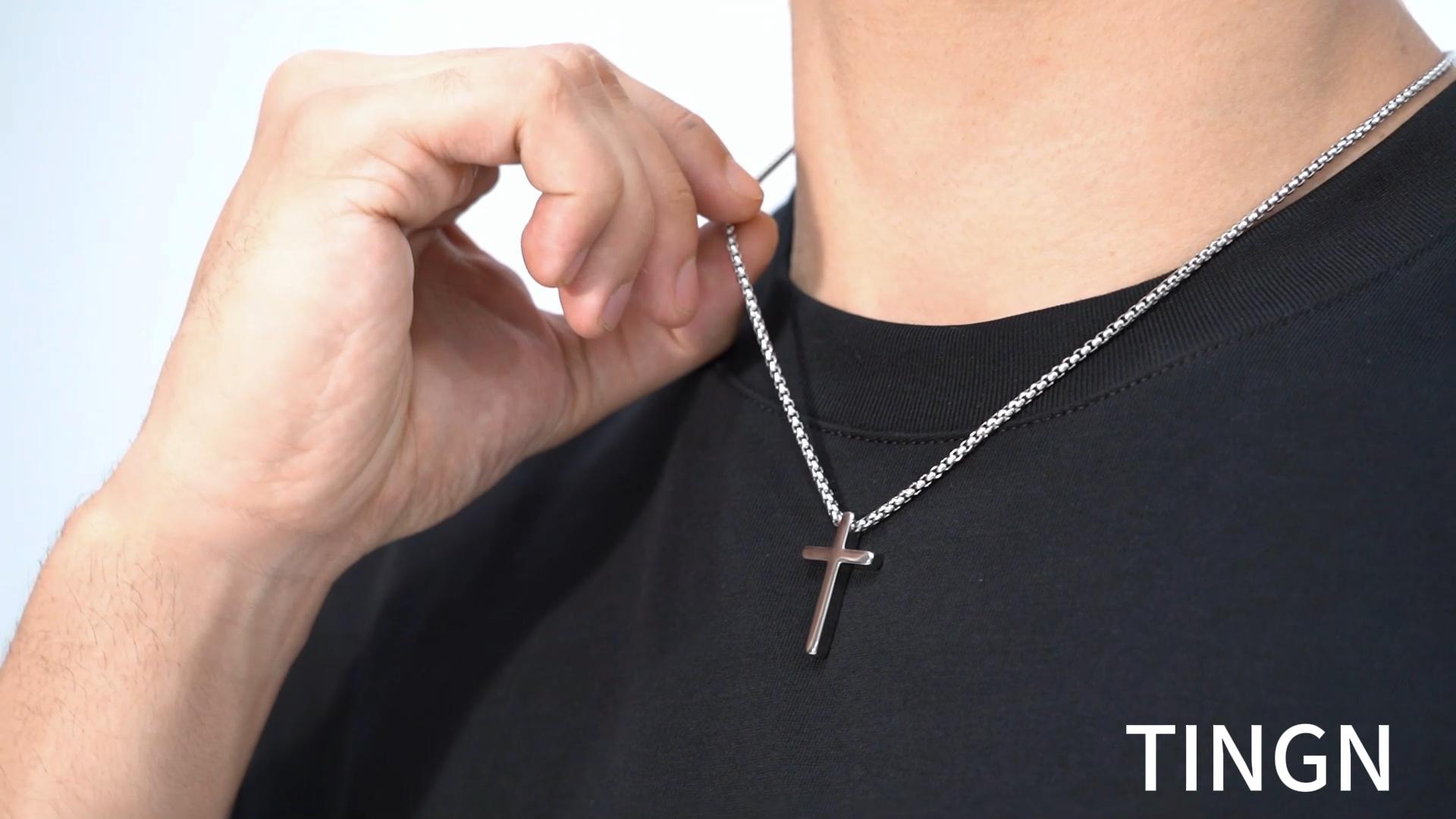 TINGN Kreuz Kette Für Herren - Edelstahl Halskette Mit Anhänger