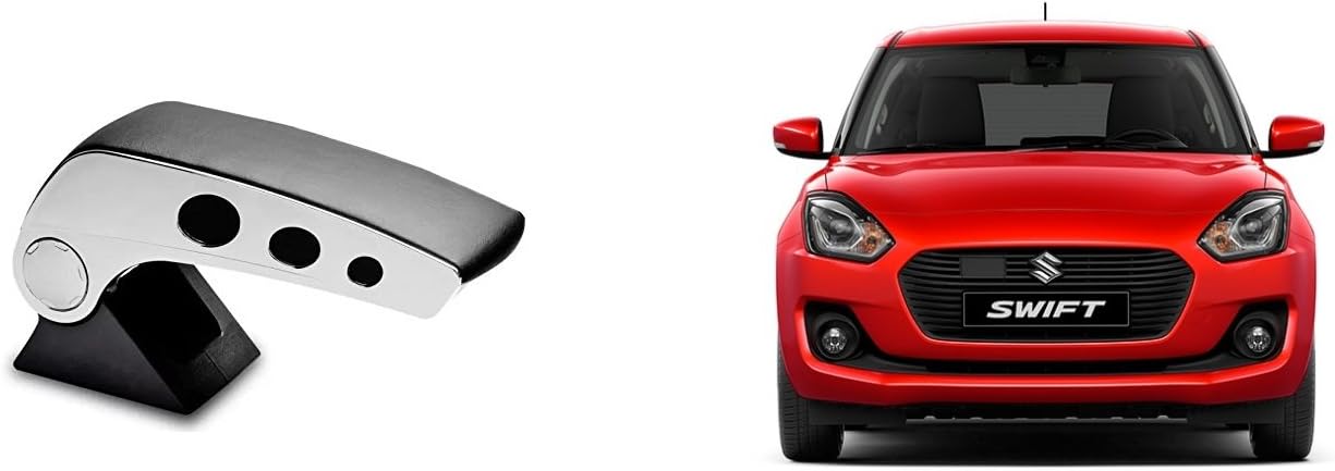 AUTO CAR WINNER Stylish Dual Tone Car Armrest Console Black & Chrome for NEW MARUTI SWIFT 2018 VDI