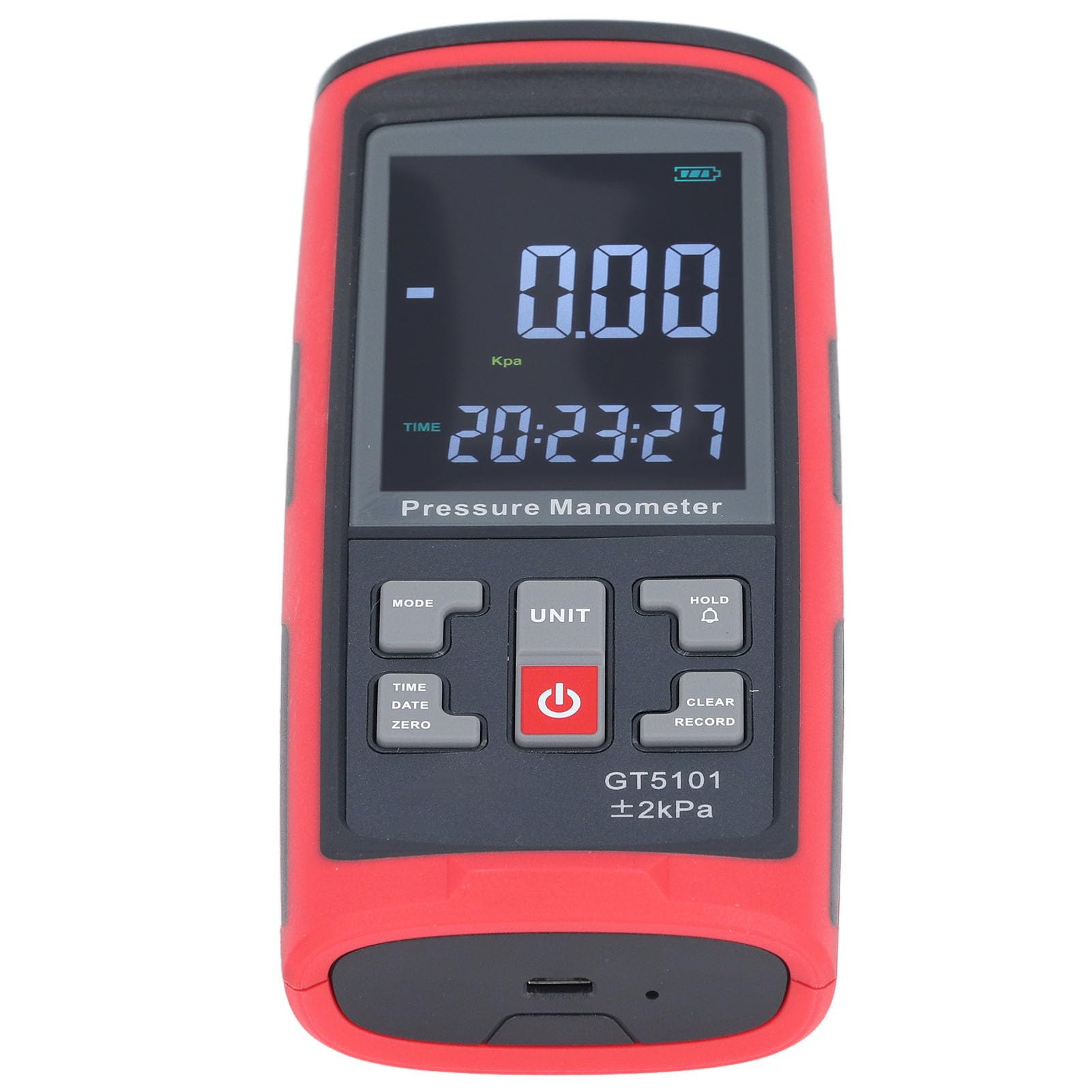 Manómetro Diferencial Digital 2KPa con Retroiluminación LCD Calderas HVAC Salas Blancas Calibración del de Gas Manómetro de Doble Función para Pruebas de Laboratorio Industrial