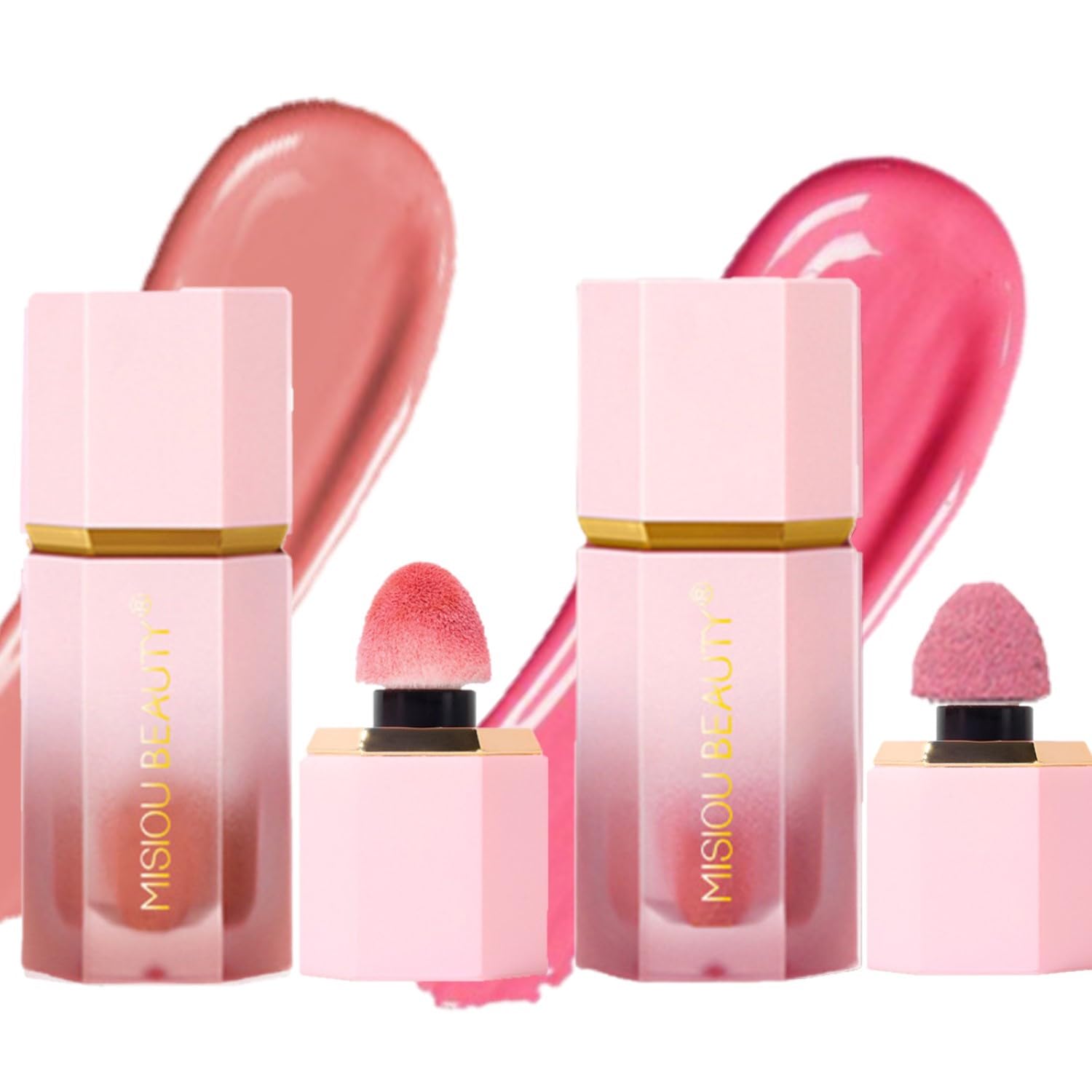 KARLOR Juego de 2 rubor líquido, colorete líquido, crema de rubor, colorete líquido, rosa de melocotón, colorete líquido, mate, ligero, impermeable, de larga duración, para cara de mejilla (02 + 05)