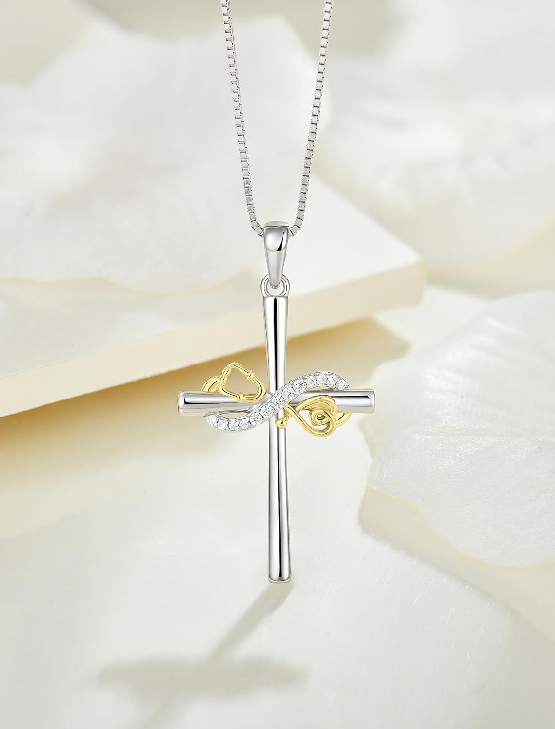 STARCHENIE Women's Stethoscope Cross Necklace Sterling Silver Infinity Cross Pendant Nurse Doctor Jewelry Graduation Gift for Medical Student - Image 4