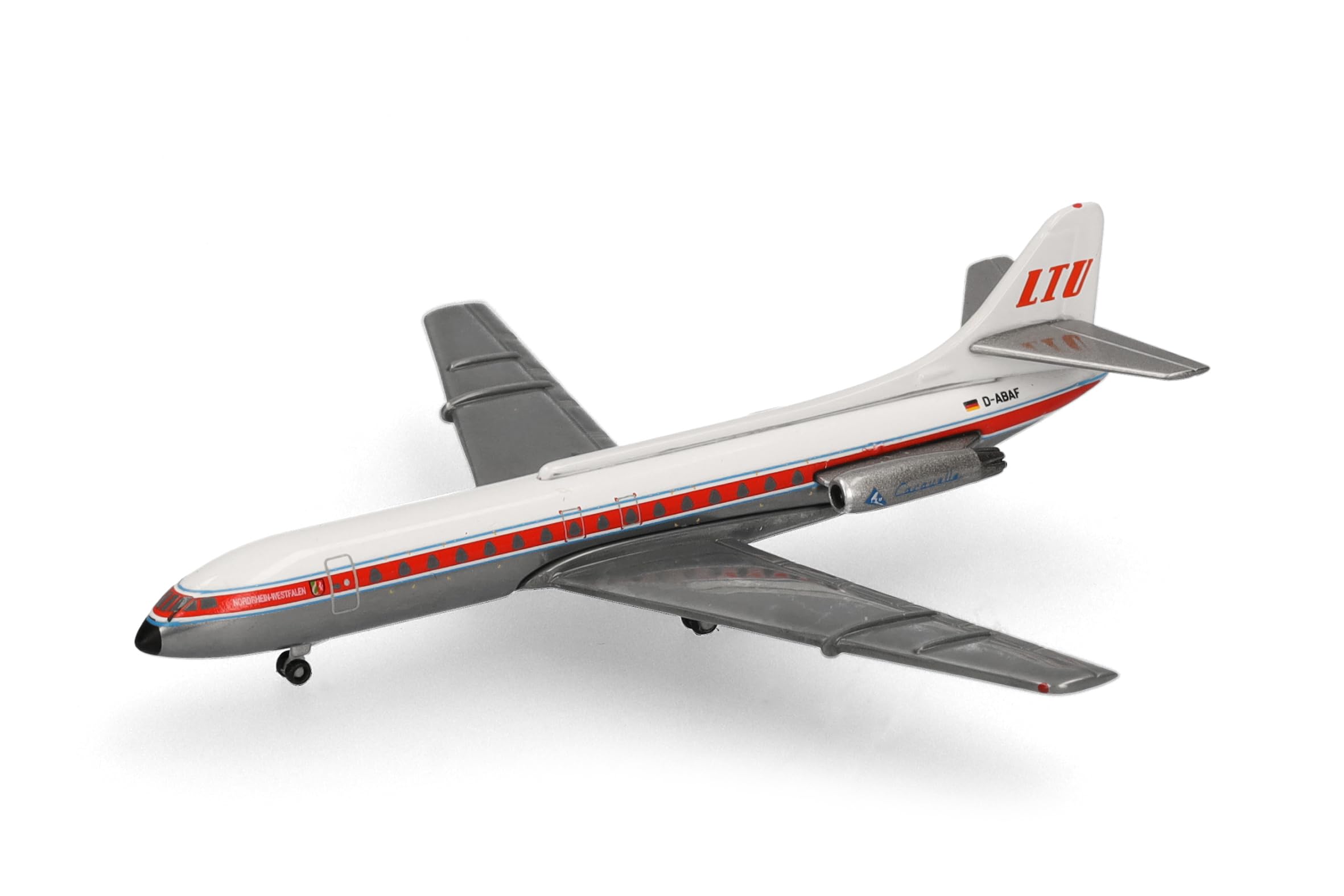 Herpa Miniatura del avión LTU Sud Aviation Caravelle, Escala 1/500, Modelo prefabricado, maqueta de colleción, modelismo, Avion sin Soporte, Figura Metal