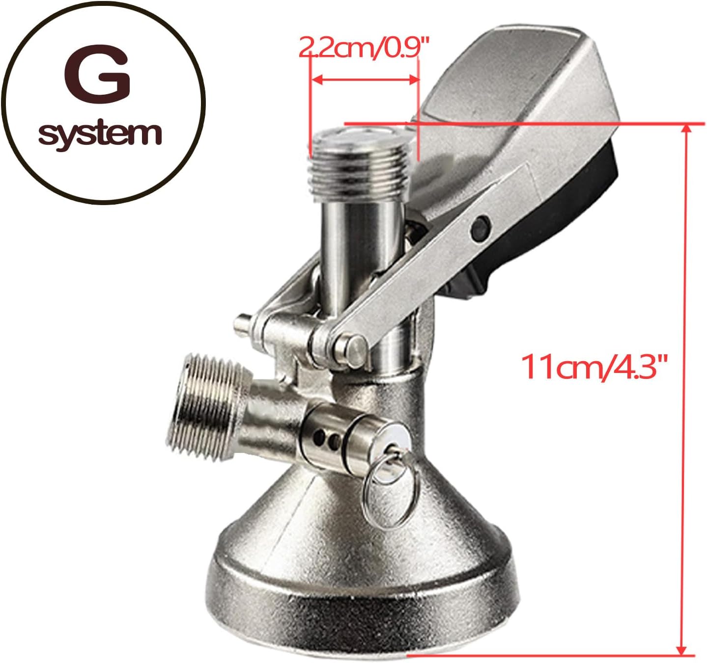 G System Beer Keg Coupler, Beer Dispenser in Metal Brass and Stainless Steel, Ith Pressure Relief Valve and Quick Connector, Dispensing Equipment Accessory