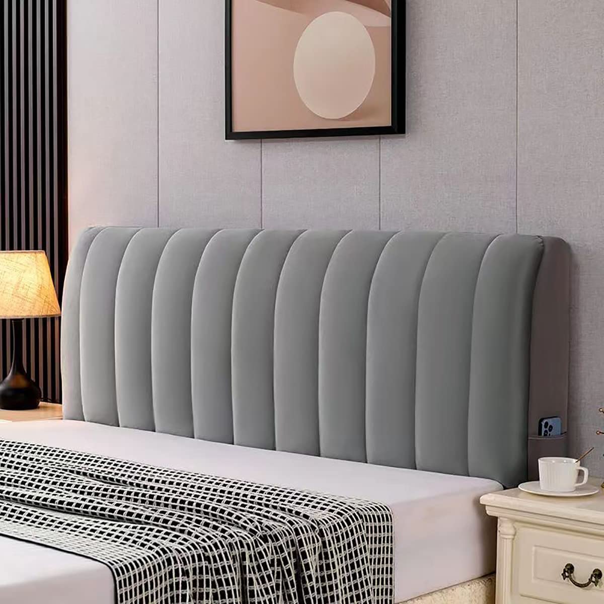 Copritestiera Letto Copritestiera Elastica per Letto Matrimoniale, Velluto Copertura Testiera Letto, Copri Testata Letto Matrimoniale Imbottita, Copritestiera di Protezione