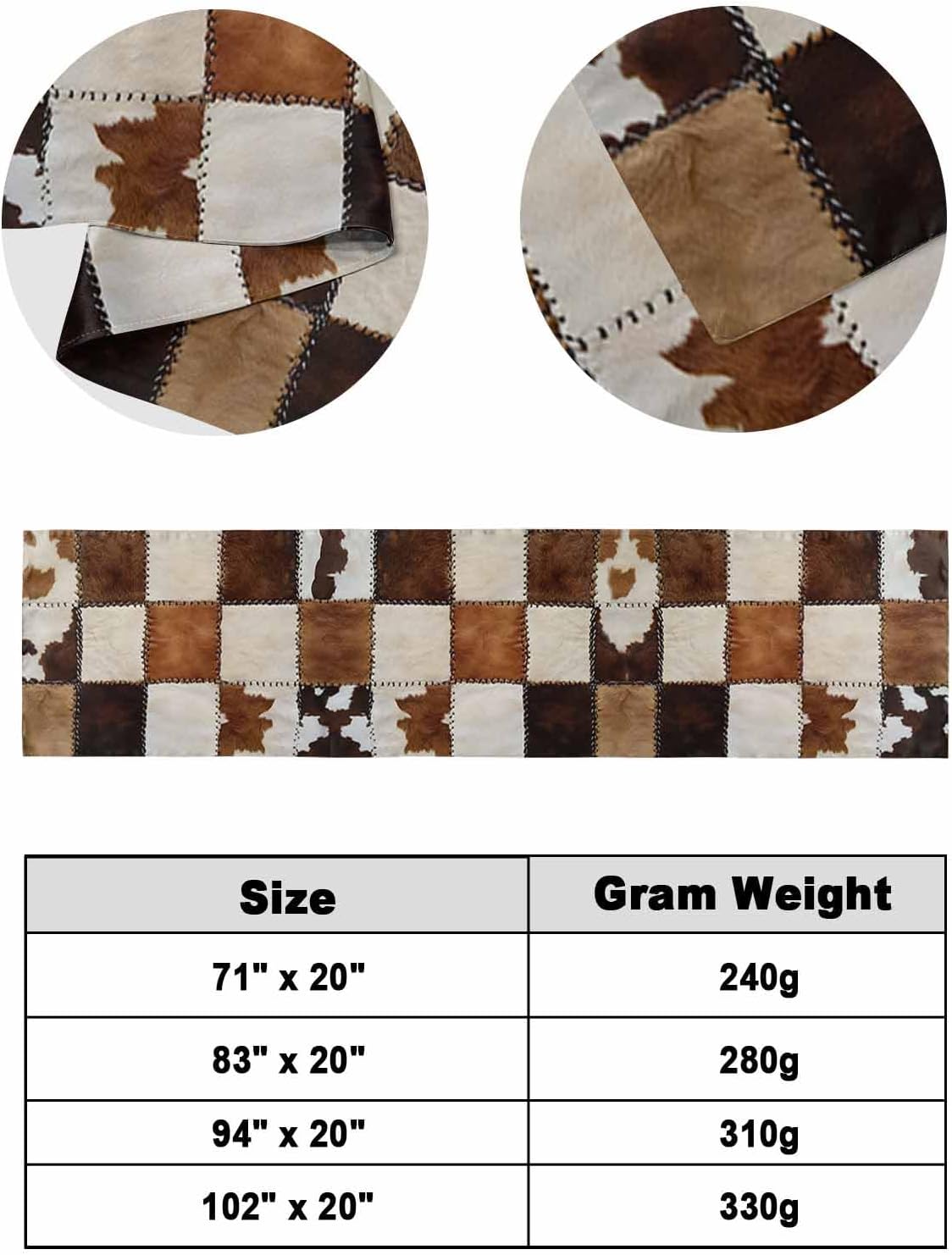Vintage Leather Bed Runner Scarf Cal King Size,Luxury Bed Throw Runners & Scarves for Twin Full Queen King Foot of Bed,Bedroom Hotel Wedding Room Decoration,Farmhouse Brown West Cowboy Plaid 102"x20"
