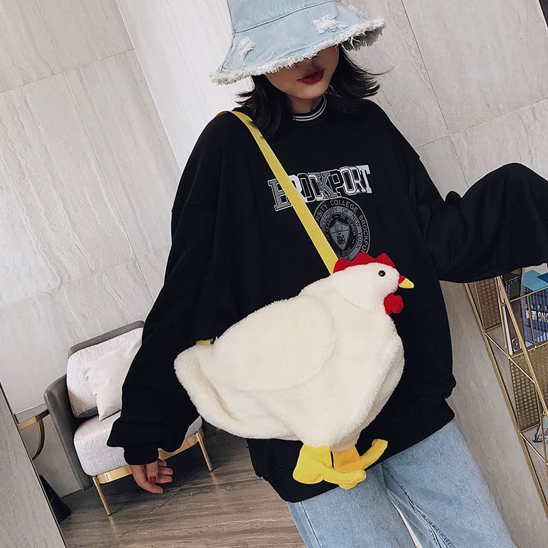 Bolso tote de mujer con peluche de pollo blanco miniatura 3