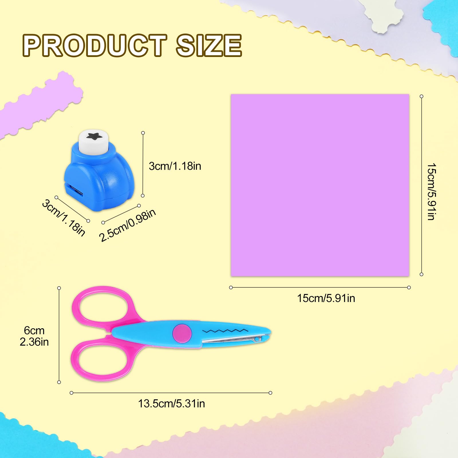 UCEC 42 Pack Craft Scissors Decorative Edge, Hole Punch Shapes Craft, Cardstock Paper for DIY Art, Crafts, Scrapbook, Card Making, School Supplies