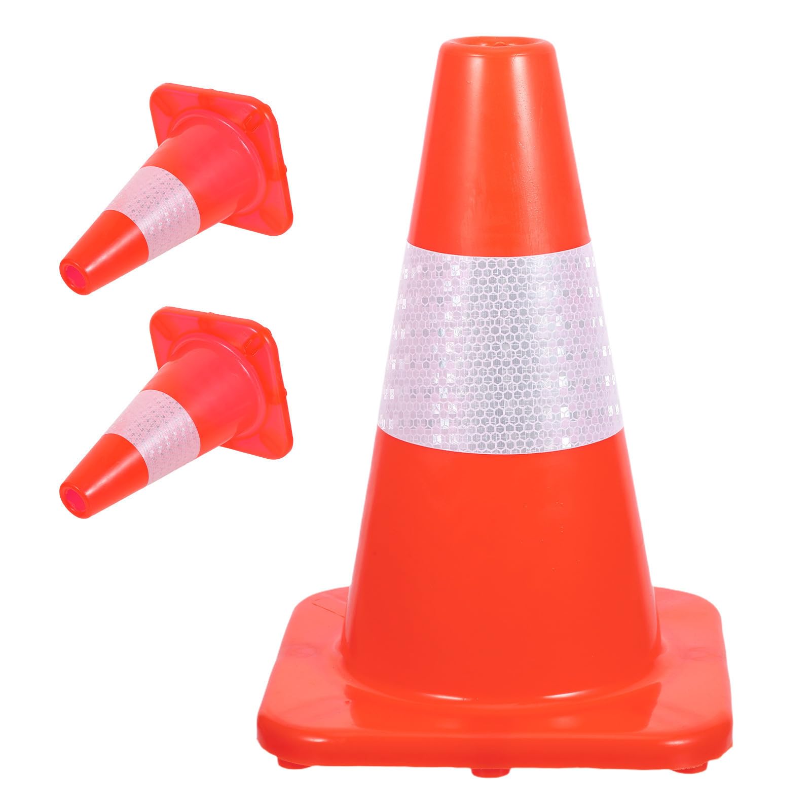 ibasenice Conos de Seguridad Vial Naranjas de Plástico 30 Cm, 3 Piezas con Collar Reflectante para Control de Tráfico, Construcción, Estacionamiento y Señalización Vial