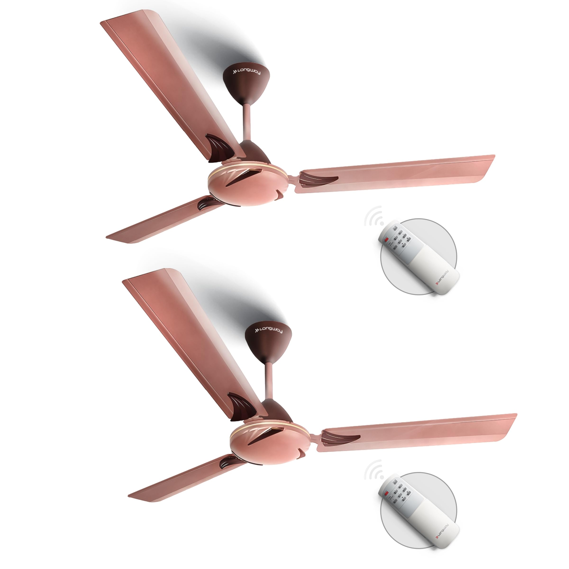 LONGWAY Creta P2 1200 mm/48 inch Remote Controlled 3 Blade Anti-Dust Decorative Star Rated Ceiling Fan (Rusty Brown, Pack of 2) (B0BFLKYBPB) Amazon Price History, Amazon Price Tracker