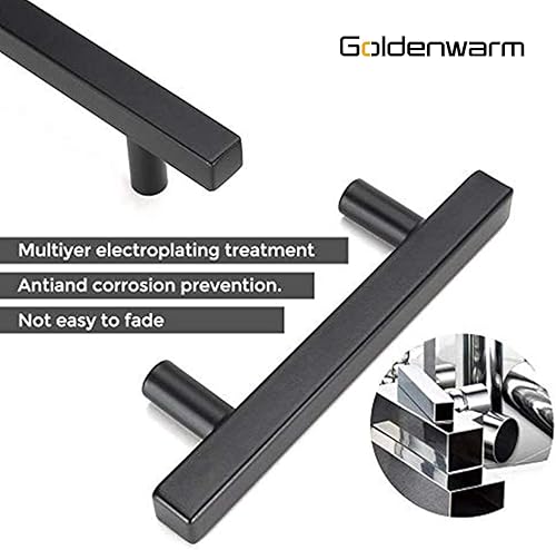 Miniatura 3 de goldenwarm LSJ22BK76 - Paquete de 30 tiradores de gabinete de cocina negros modernos en T para cajones de 3 pulgadas, manijas de puerta estilo
