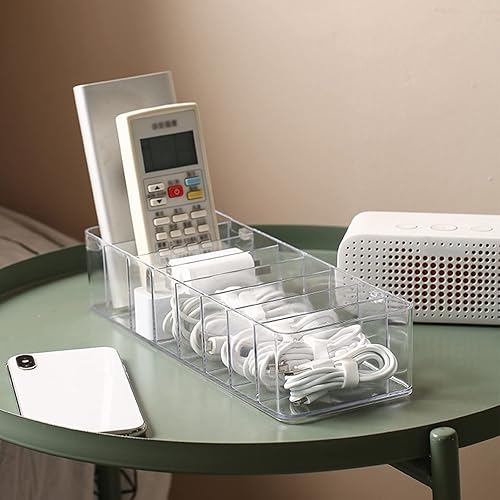 Miniatura 5 de Caja organizadora de cables, caja de almacenamiento de plástico, caja organizadora de cables de alimentación con 10 lazos de goma para oficina,