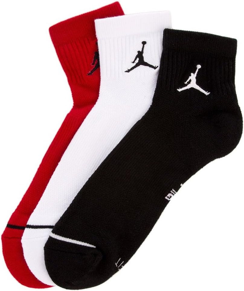 Nike Unisex JORDAN EVERYDAY MAX ANKLE 3PR, BLACK/WHITE/GYM RED, XL