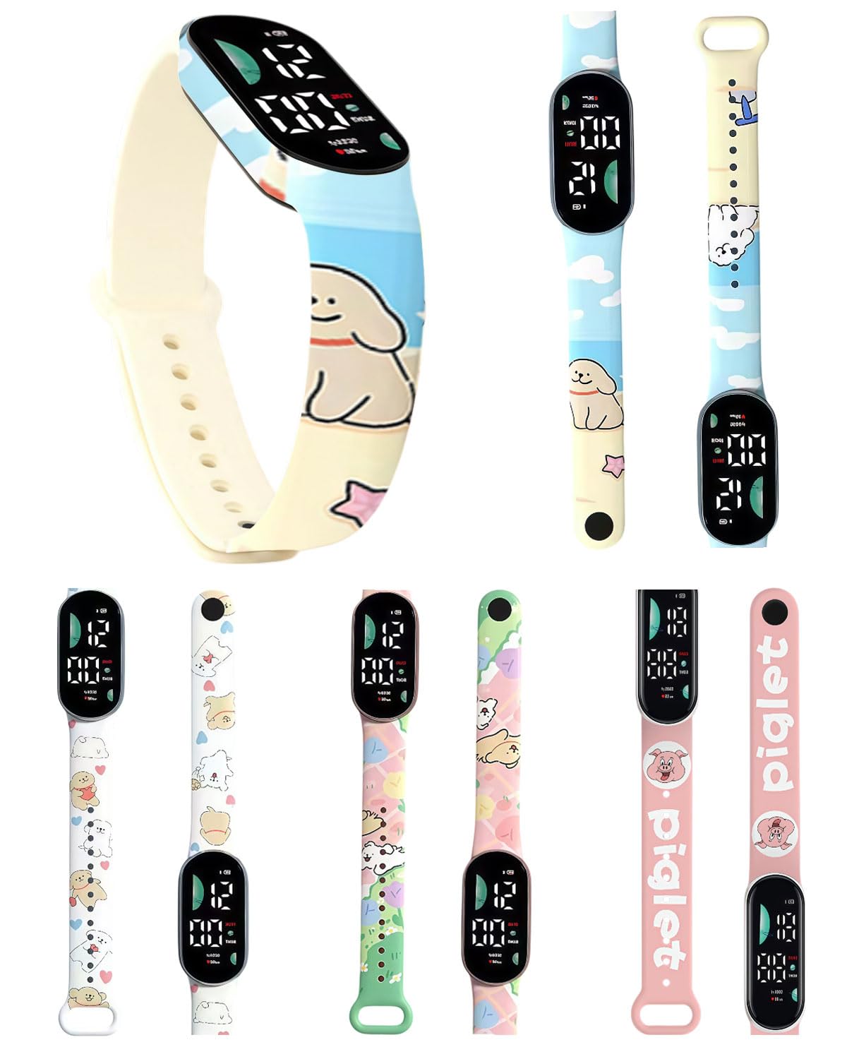 4 Pièces Montres Connectées Enfants Sport - Calendrier Et Fonctions - Bracelet Silicone 4 Styles
