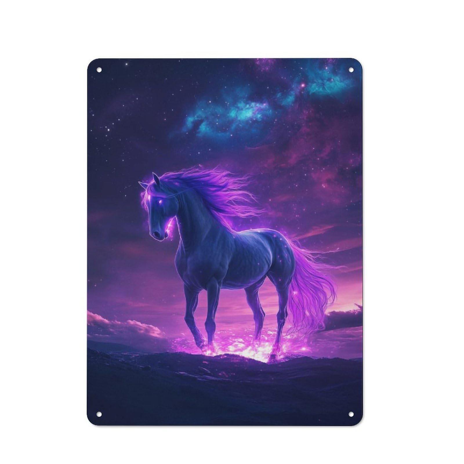 Junmoney Neon Space Cute Horse Clean Industrial Decorative Metal Plaque 40X30cm, Loft Wall Plaque For Modern Home, Workshop, Office Or Cafe