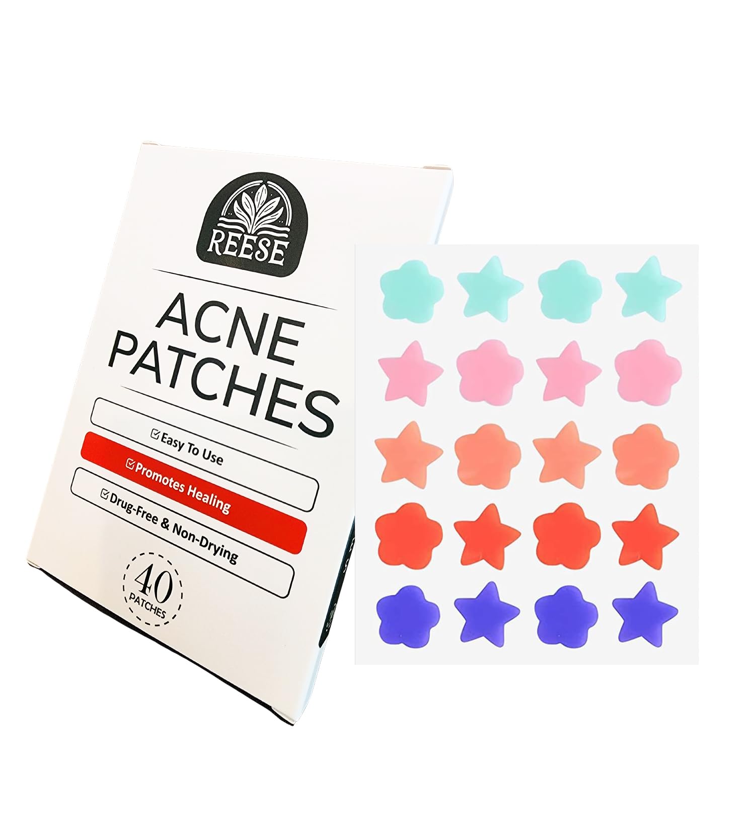 REESE Acne Patches - All Day Wear and Waterproof - Invisible Protection for Clear, Perfect for People with Oily Skin - Blemish-Free Skin - 40 Patches