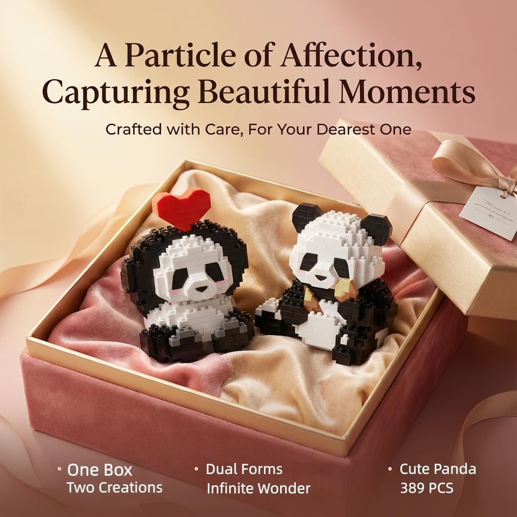 QMEAKMONY Mini Building Blocks Panda Sets Cute Micro Mini Panda Building Bricks for Adults Micro Nano Bricks Perfect Party Favors for Teenagers. (389 PCS)