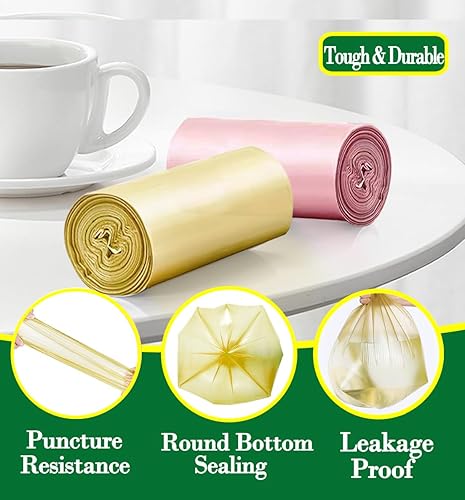 Miniatura 4 de Hommaly 240 bolsas de basura pequeñas de color rosa, bolsas de basura fuertes, bolsas de basura para baño, sin perfume, mini bolsas de plástico para