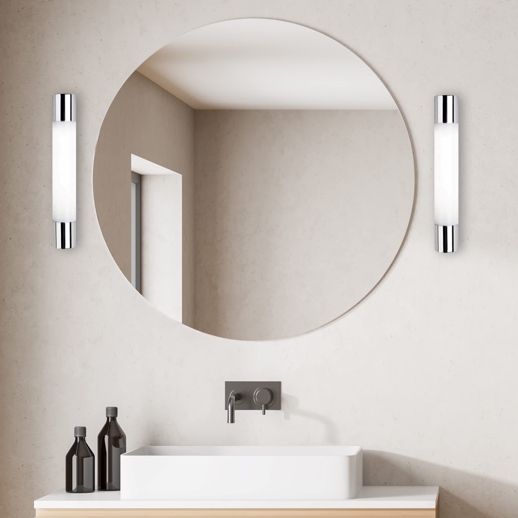 LEDS·C4 Aplique de Baño IP44, Luz Blanca, 18W, 370mm, Ideal para Iluminación de Espejos, Modelo Dresde, Diseño Moderno y Elegante