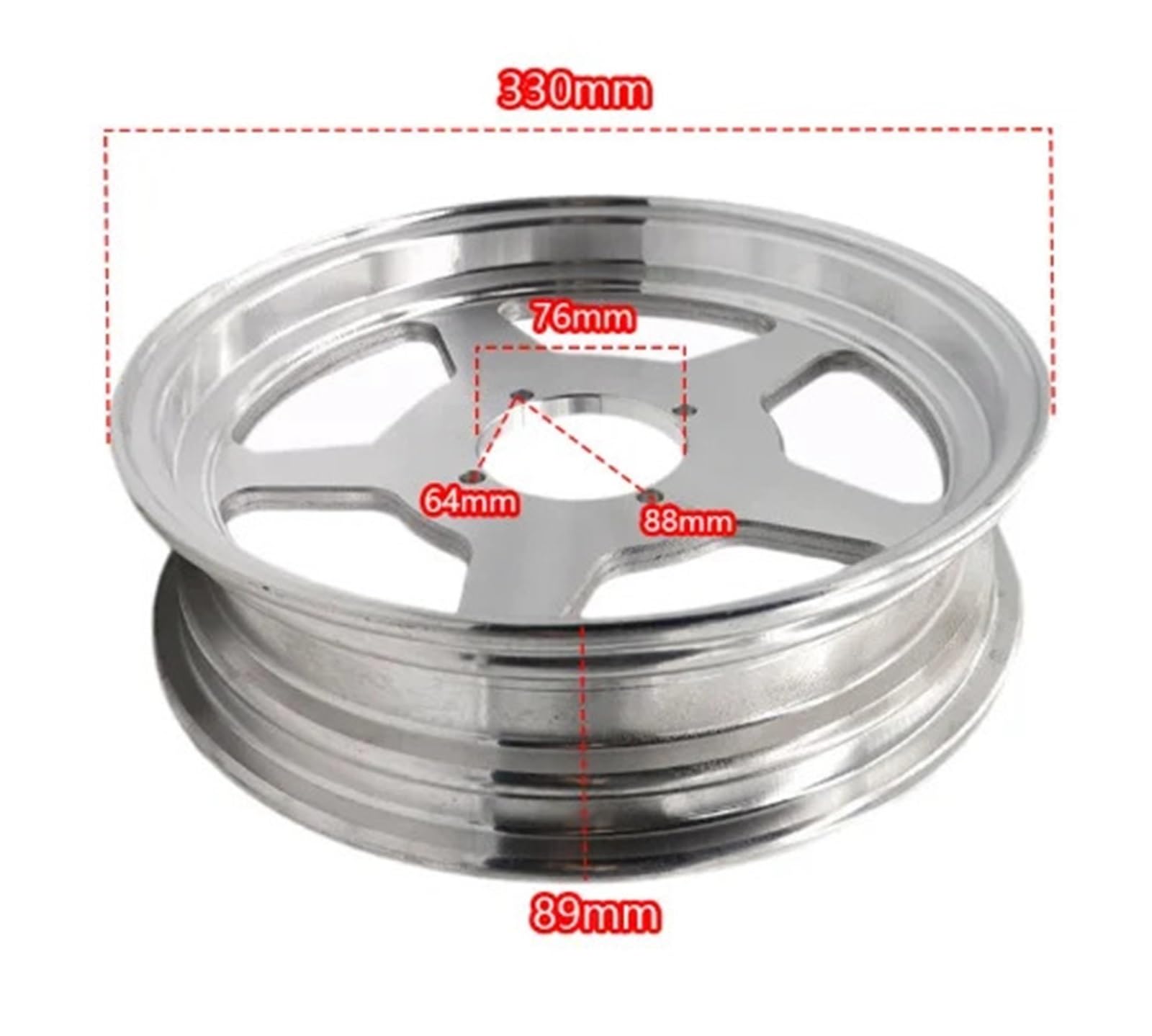 Per pneumatici per scooter anteriore rotondo nero in lega di alluminio da 8/10/12 pollici CERCHIO(3.50-12 109MM)