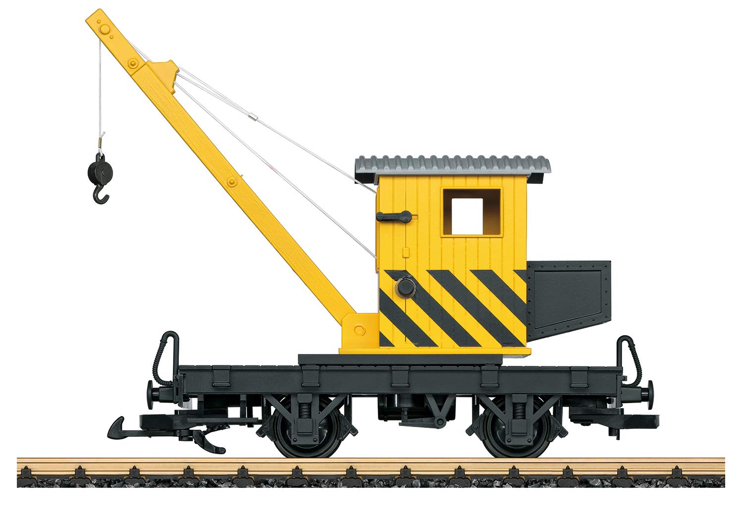 LGB – 40043 Kranwagen – drehbarer Kran mit Haken – funktionales Ladezubehör – detailliertes Modell – Outdoor geeignet – ab 15 Jahren – Spur G – Maßstab 1:22,5