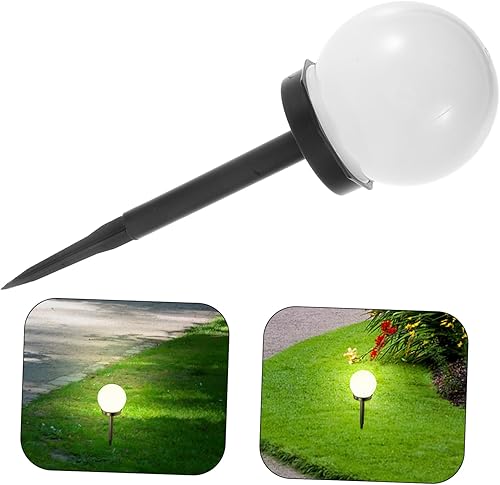 Miniatura 9 de Lurrose Luces solares de globo LED para exteriores, bola de jardín, estacas para camino, paisaje, iluminación para caminos, césped, patio (luz
