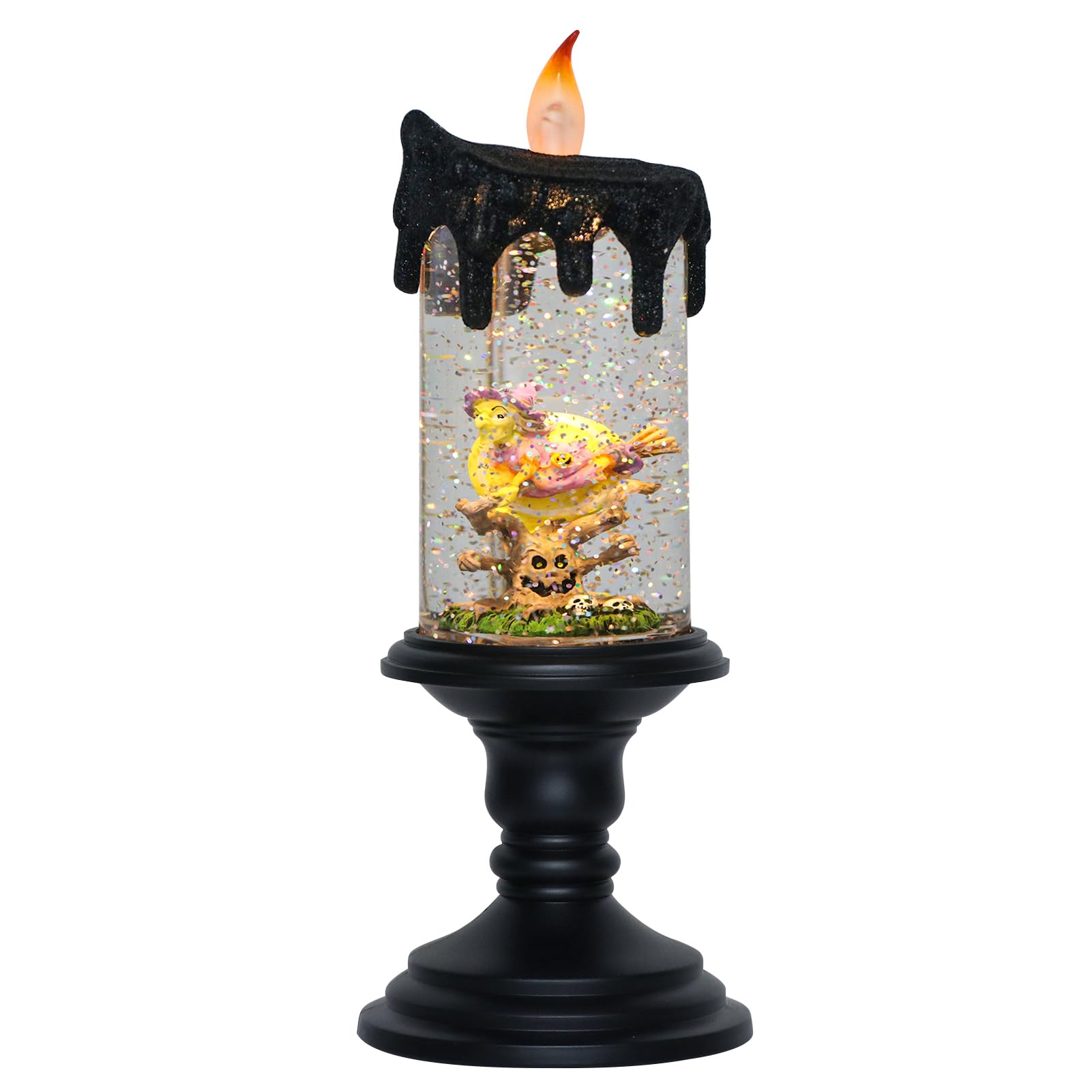 Eldnacele Halloween Snow Globe Candle Battery Operated Lighted