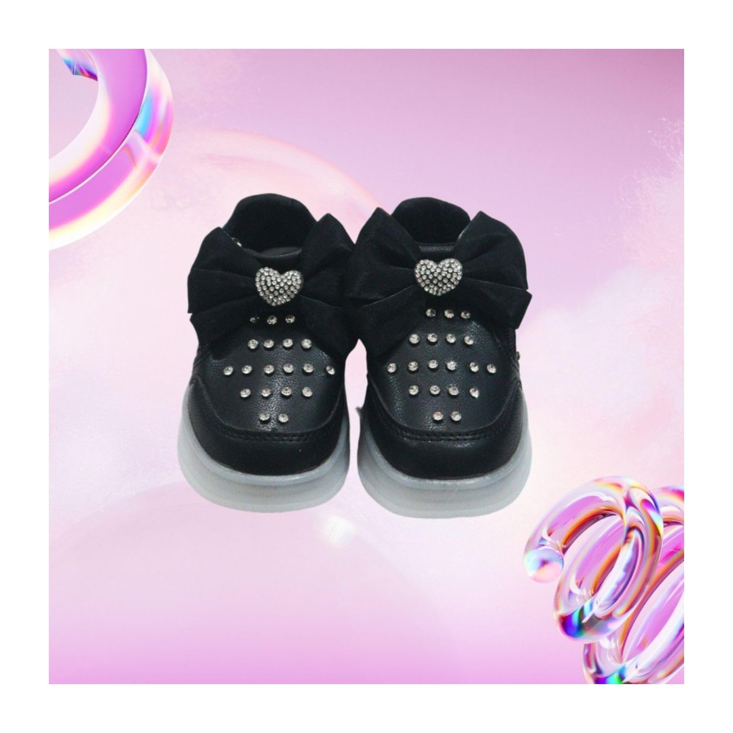 MOON MAMA All Print Led Bow Design Sneaker, Kids Light-Up Sneakers, Holographic & Colorful Design, Shoes for Kids 2 61unQehsKiL. SL1500