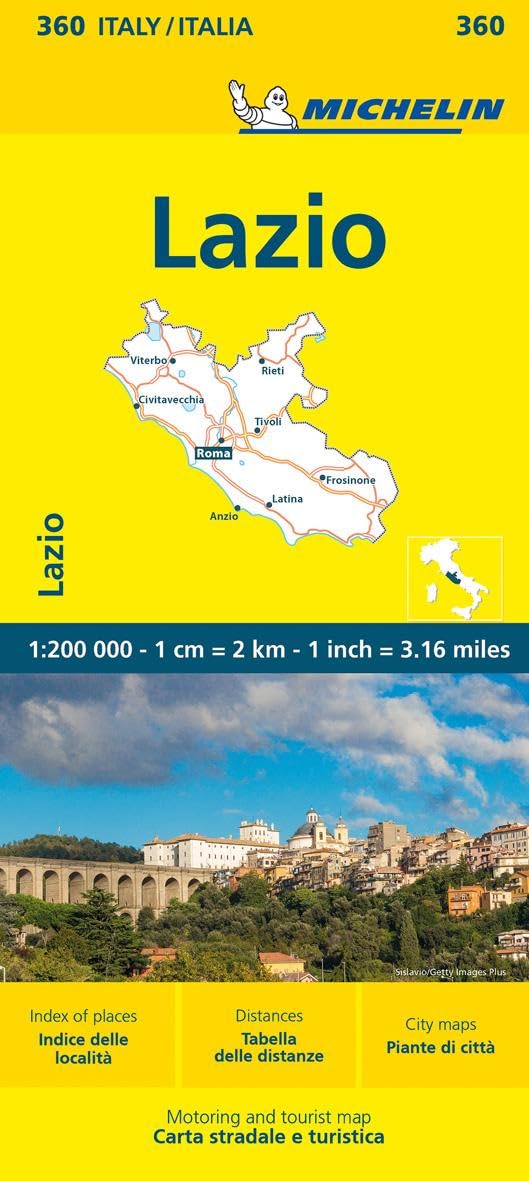 Lazio - Michelin Local Map 360: Straßen- und Tourismuskarte 1:200.000