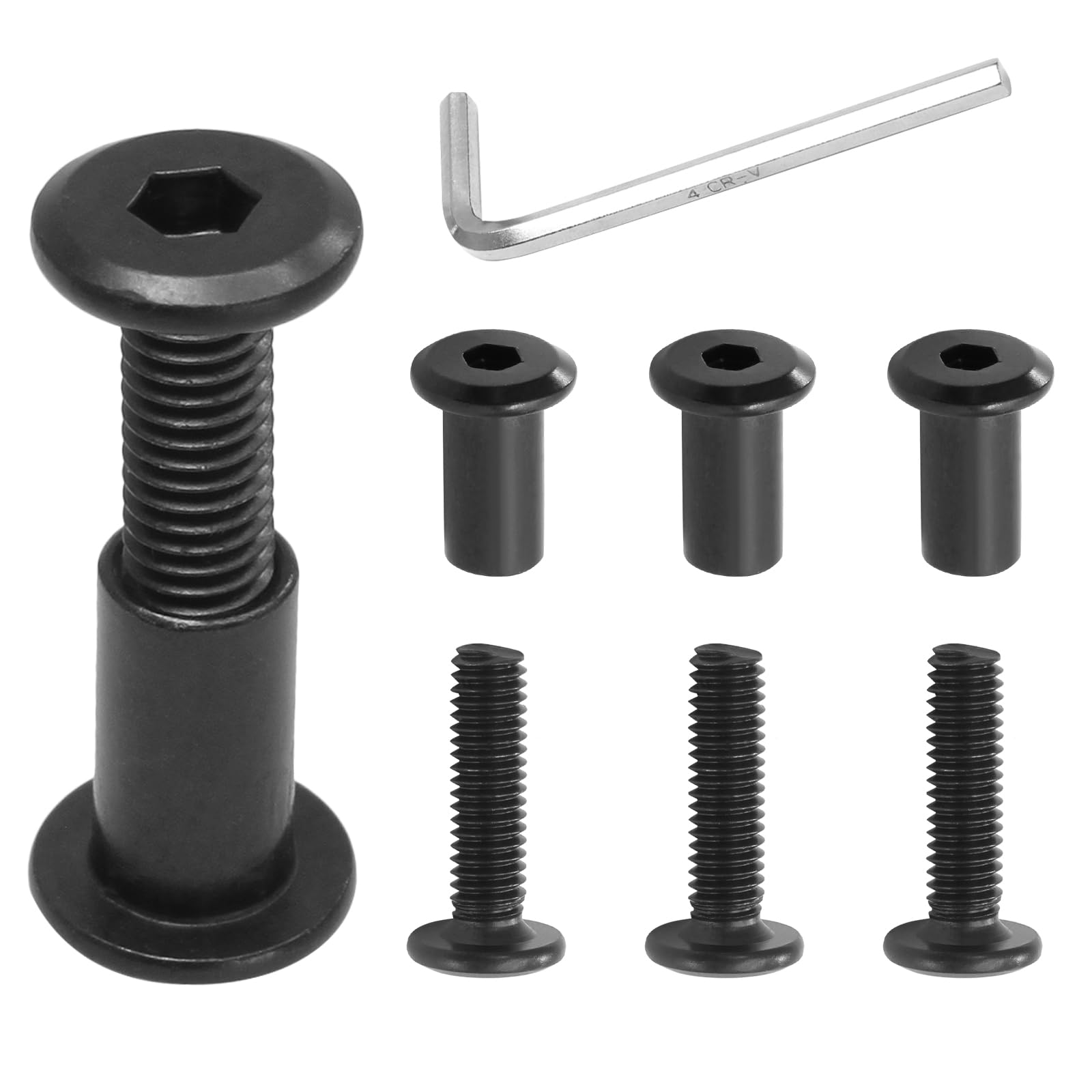 Biaungdo 15 Sets M6x20mm Hex Drive Socket Cap Bolt, Black Furniture Joint Connector Bolts Cap Nuts M6 Binding Post Countersunk Screw Barrel Nuts