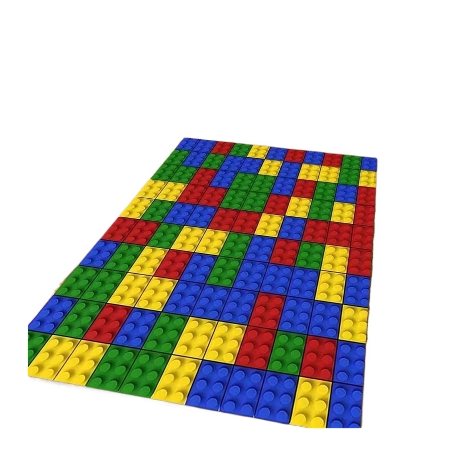Rimmean 1pc Colorful Lego Block Pattern Flannel Carpet Non-slip Soft Absorbent Rug For Kids Room Playroom Living Decor(2,40X60cm)