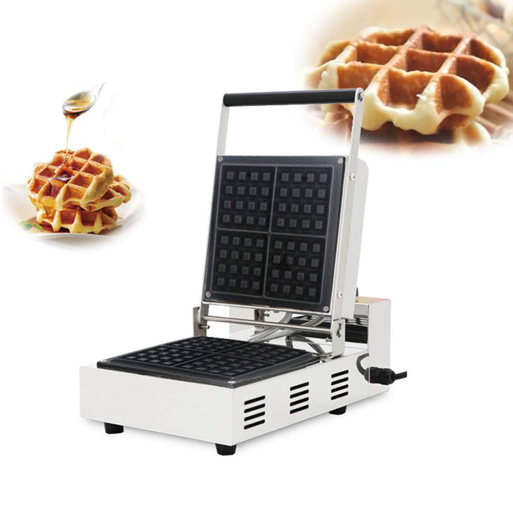 1600W Waffle Maker Machine 4 Belgian Waffles Iron Stainless Steel Non-Stick Double Waffle Plate Thermostat and Time Control Heat Insulated Handle for Waffles, Or Any Breakfast, Lunch, & Snacks